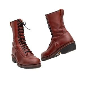Red Wing Lineman Steel Toe  Logger Boots #921 9-Inch Leather Work Boots Size 9 D
